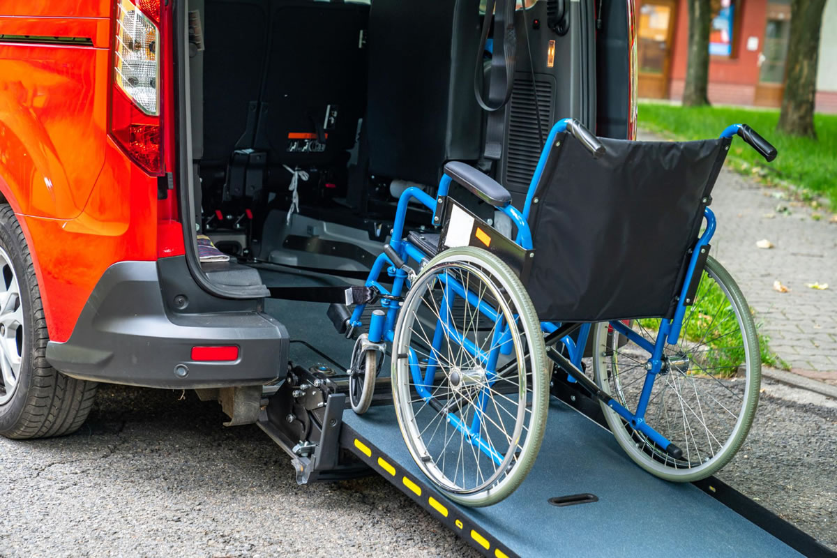 Accessible vehicle from Corporate Wheelchair Transport assisting a client in Canton, CT, ensuring a safe and comfortable journey